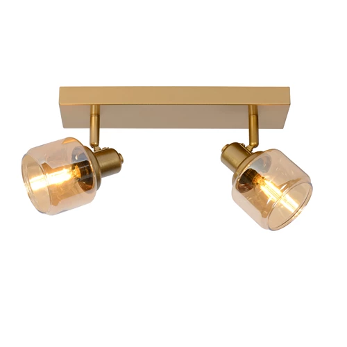 Lucide BJORN - Deckenstrahler - 2xE14 - Mattes Gold / Messing - eingeschaltet 2