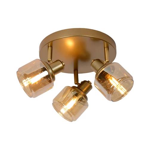 Lucide BJORN - Plafondspot - Ø 38 cm - 3xE14 - Mat Goud / Messing - aangezet 2