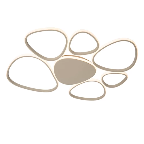 Lucide SAMLING - Flush ceiling light - LED Dim. - CCT - 1x72W 2700K/4000K - Taupe - turned on 1