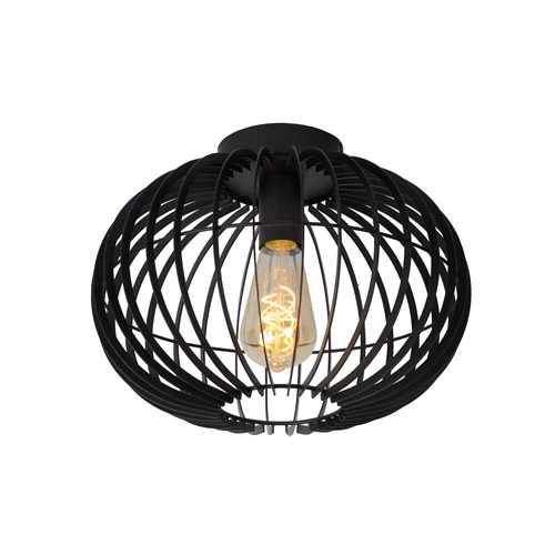Lucide REDA - Plafonnière - Ø 32 cm - 1xE27 - Zwart - aangezet