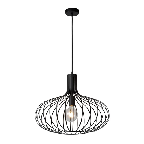 Lucide MANUELA - Pendelleuchten - Ø 50 cm - 1xE27 - Schwarz - eingeschaltet