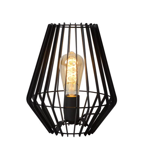 Lucide REDA - Tafellamp - 1xE27 - Zwart - aangezet