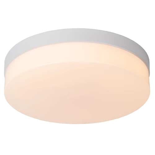 Lucide BISKIT - Plafonnier Salle de bains - Ø 28 cm - LED - 1x18W 2700K - IP44 - Détecteur De Mouvement - Blanc - allumé 1