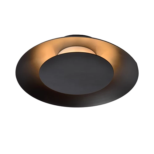 Lucide FOSKAL - Deckenleuchte - Ø 21,5 cm - LED - 1x6W 2700K - Schwarz - eingeschaltet