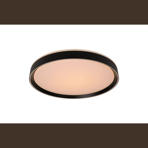 Lucide NURIA - Plafonnière - Ø 30 cm - LED 3 StepDim - 1x18W 2700K - Zwart - aangezet