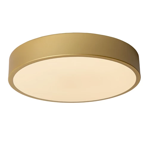 Lucide UNAR - Flush ceiling light - Ø 30 cm- LED 3 StepDim - 1x18W 2700K - Matt Gold / Brass - turned on 2