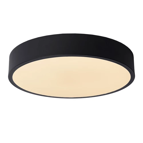 Lucide UNAR - Plafonnière - Ø 30 cm - LED 3 StepDim - 1x18W 2700K - Zwart - aangezet