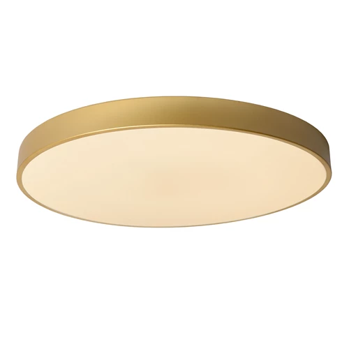 Lucide UNAR - Plafonnier - Ø 60 cm - LED 3 StepDim - 1x60W 2700K - Or Mat / Laiton - allumé 2
