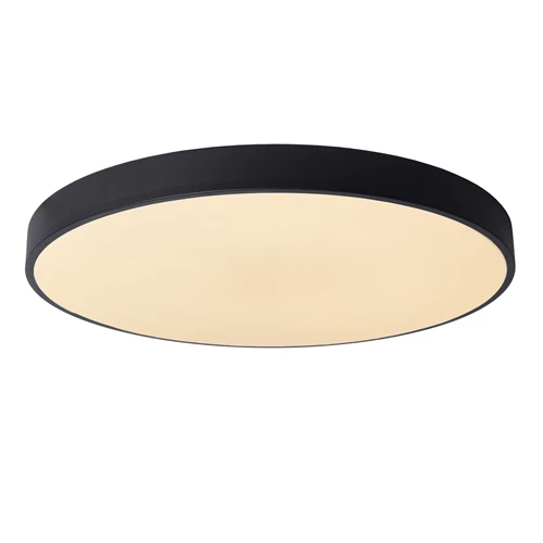 Lucide UNAR - Plafonnière - Ø 60 cm - LED 3 StepDim - 1x60W 2700K - Zwart - aangezet