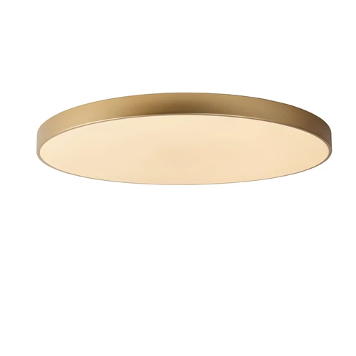 Lucide UNAR - Deckenleuchte - Ø 80 cm - LED 3 StepDim - 1x80W 2700K - Mattes Gold / Messing - eingeschaltet 2