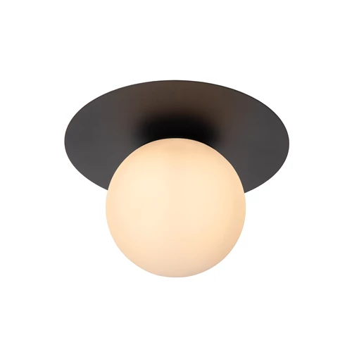 Lucide TRICIA - Plafonnier - Ø 25 cm - 1xE27 - Noir - allumé
