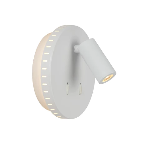Lucide BENTJER - Bettlampe / Wandleuchte - Ø 14 cm - LED - 3000K - Weiß - eingeschaltet 1