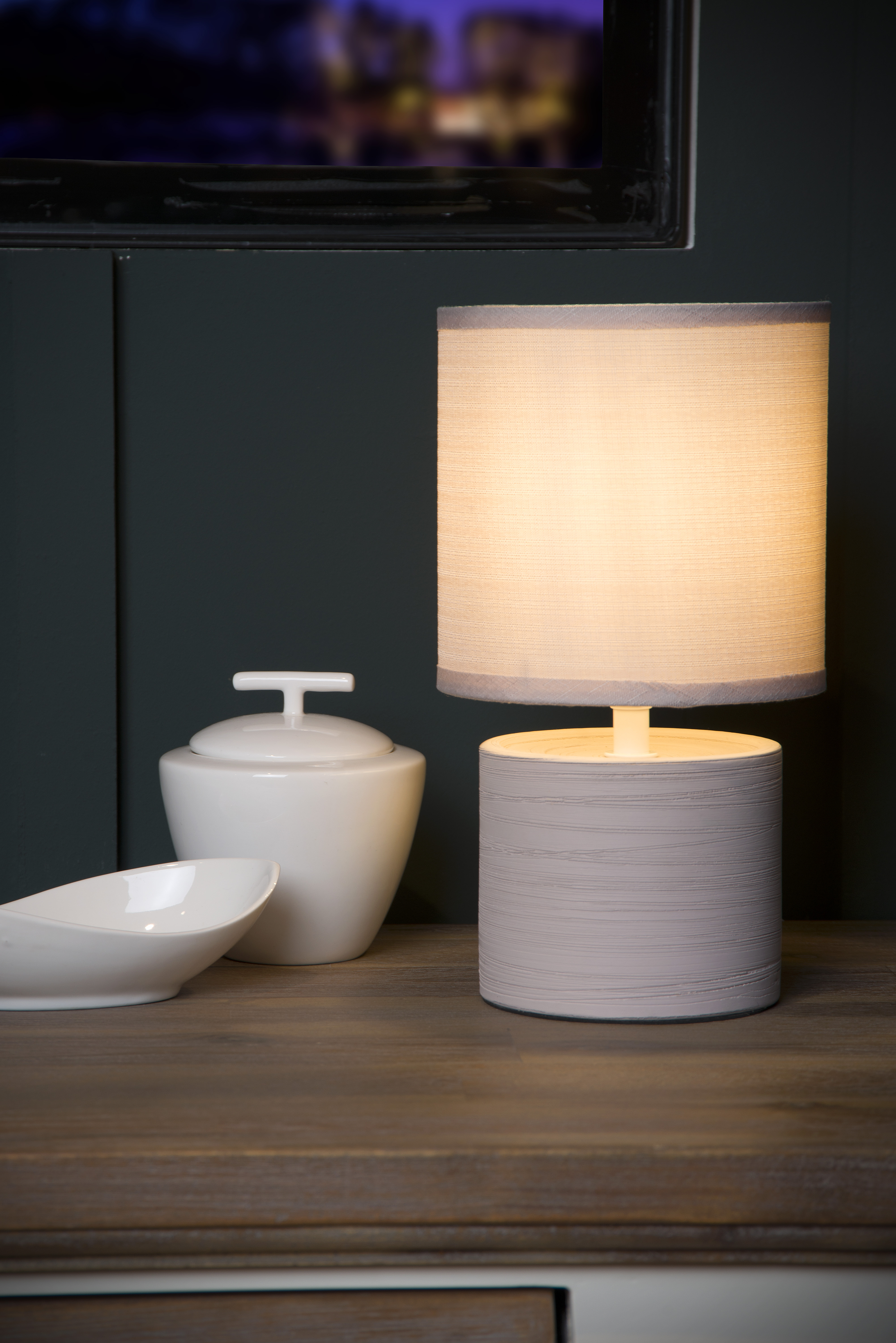 Lucide GREASBY - Table lamp - Ø 14 cm - 1xE14 - Cream