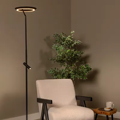 CHERICONI Vloerlamp Aperto 2-lichts zwart/hout kopen CHERICONI Vloerlamp Aperto 2-lichts zwart/hout kopen