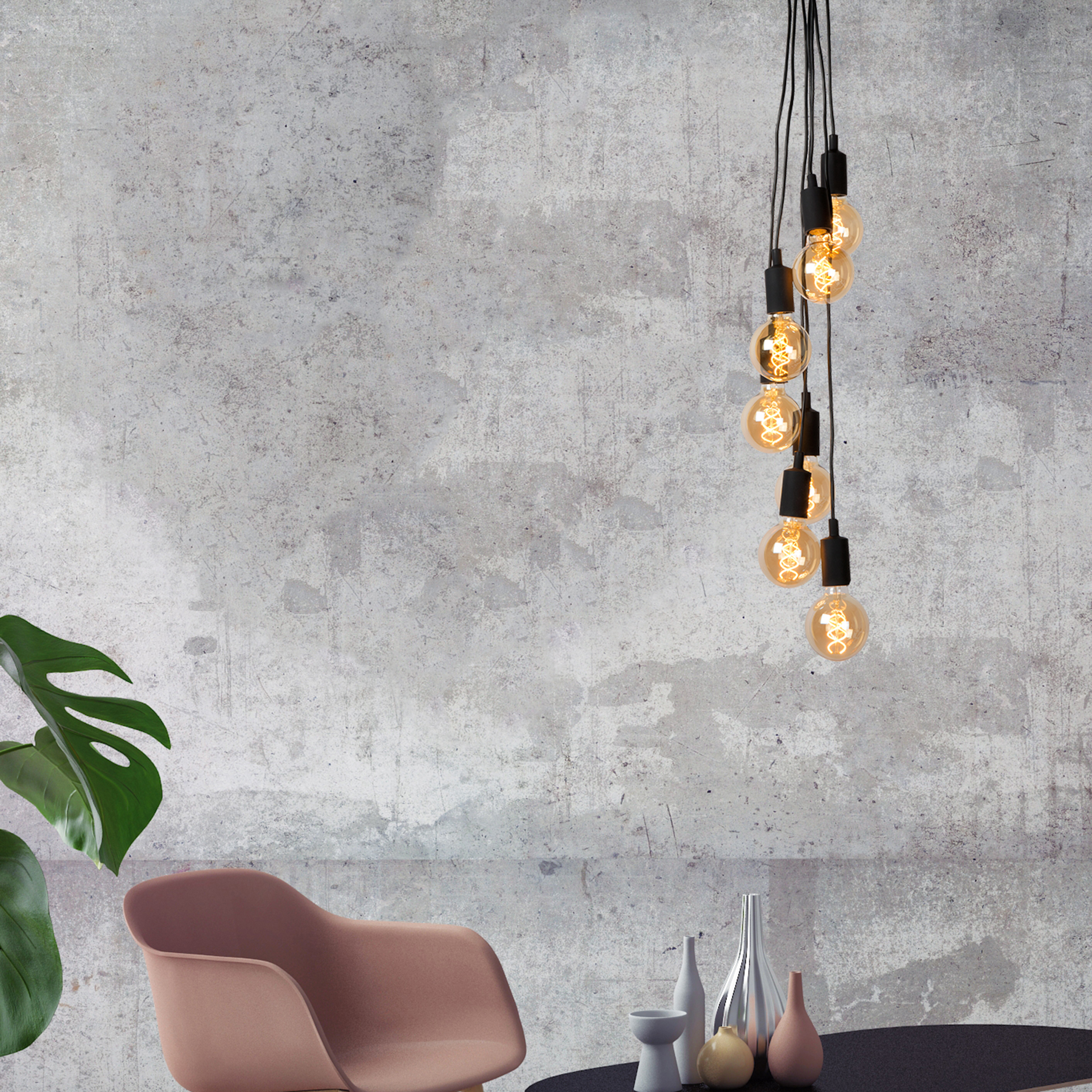 LUCIDE FIX Pendelleuchte – 7-fach E27 In Schwarz, Dimmbar, 150 Cm Lang
