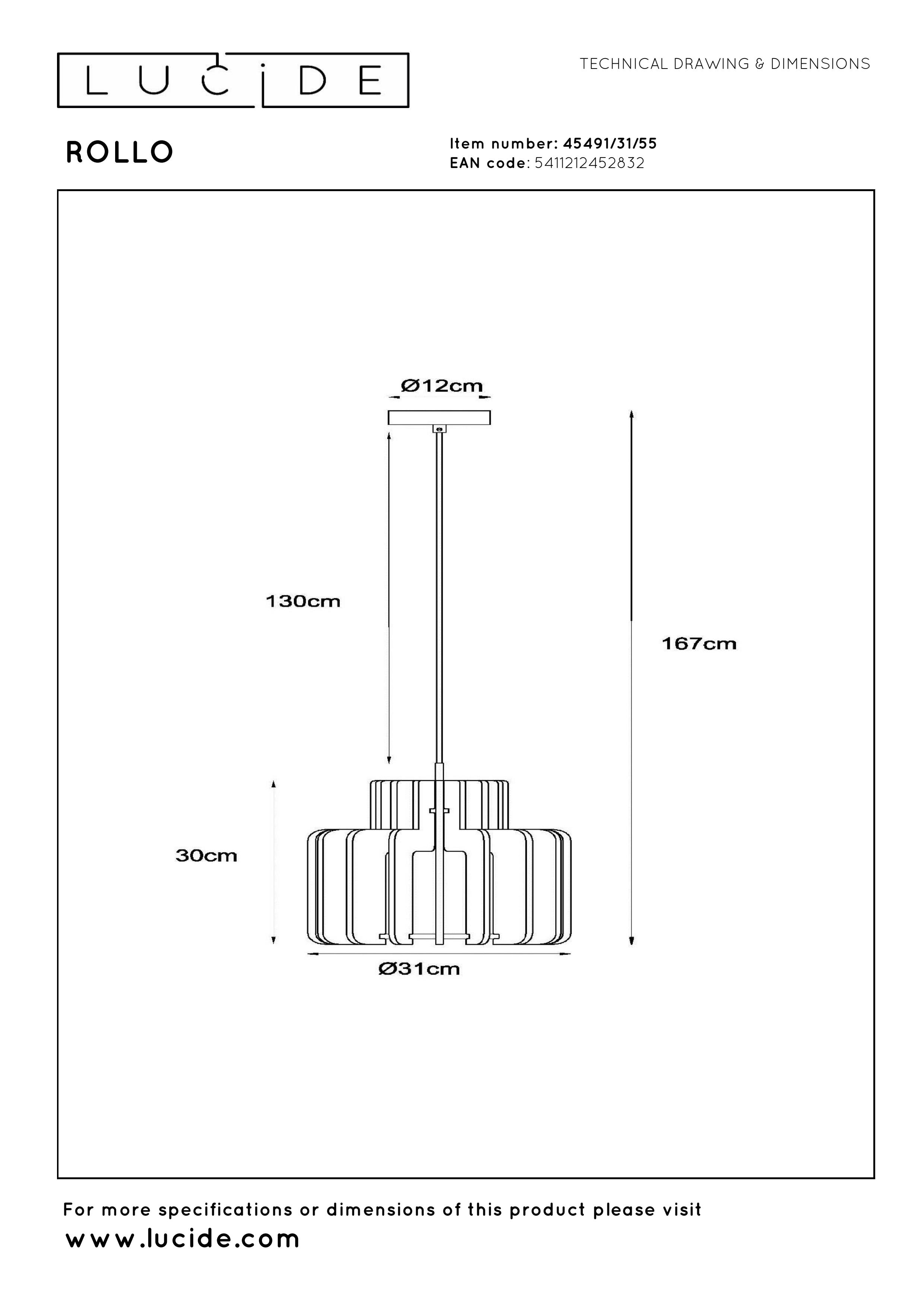Lucide ROLLO - Pendant light - 1xE27 - Terracotta