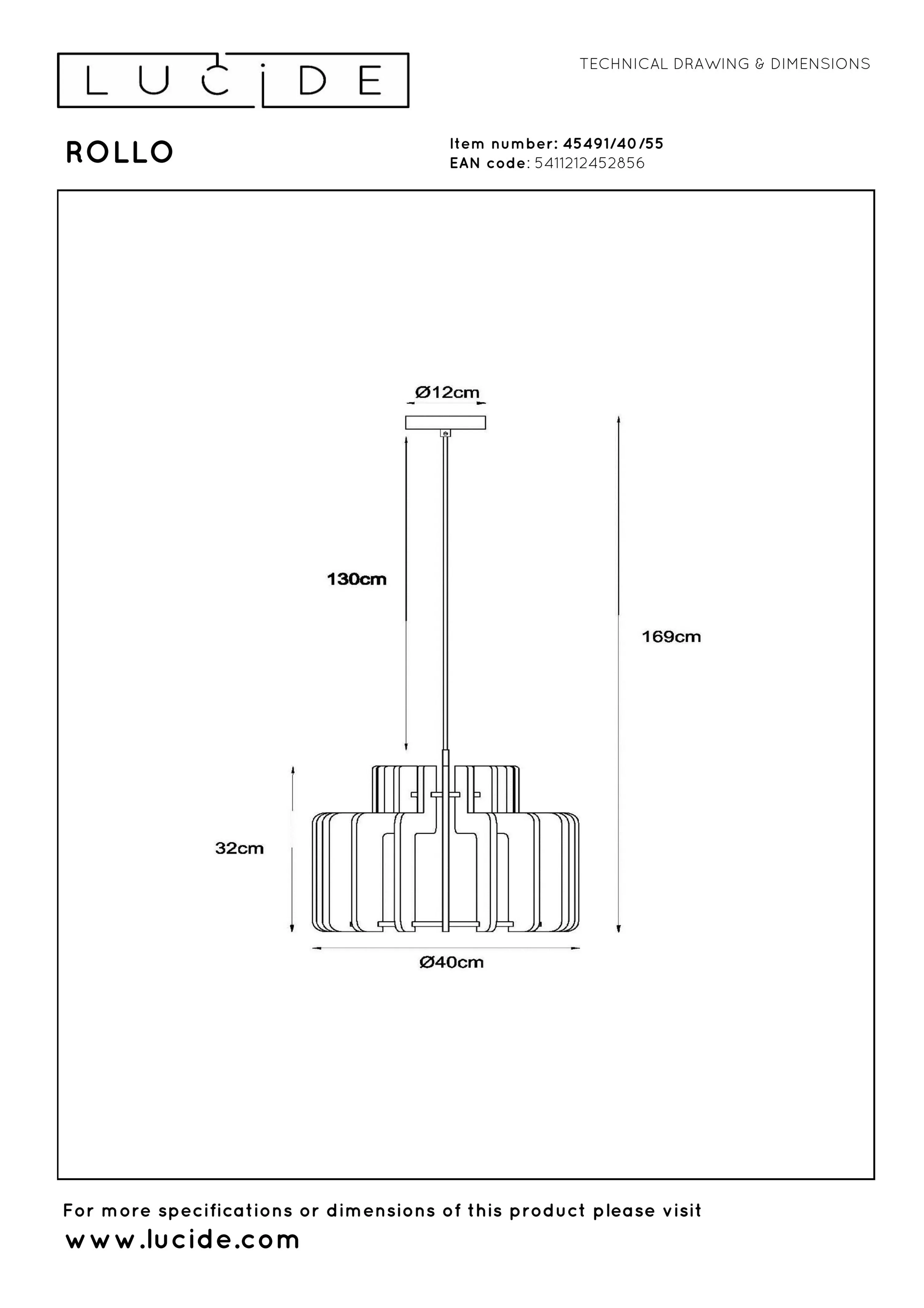 Lucide ROLLO - Pendant light - 1xE27 - Terracotta