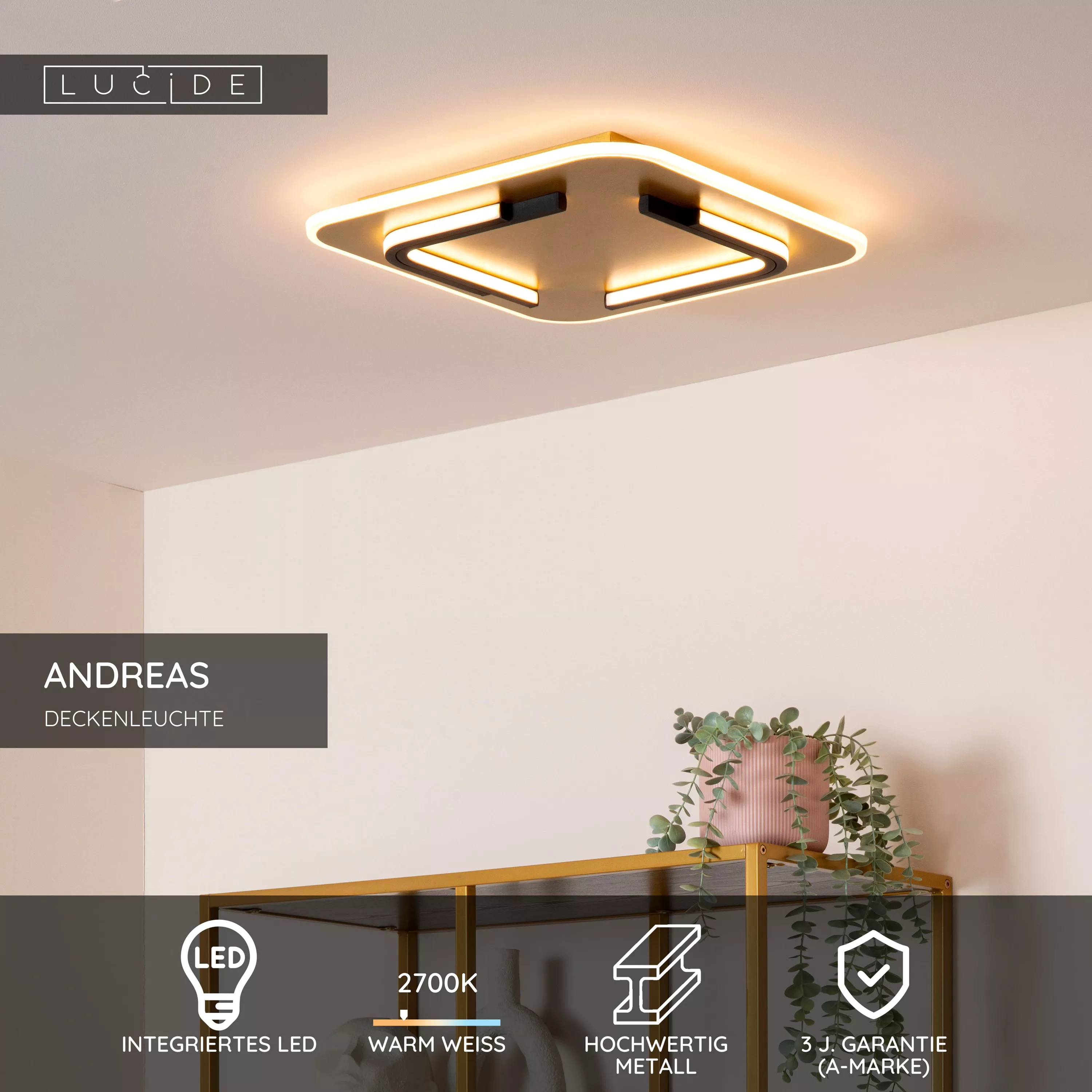 Lucide ANDREAS - Deckenleuchte - LED - 1x30W 2700K