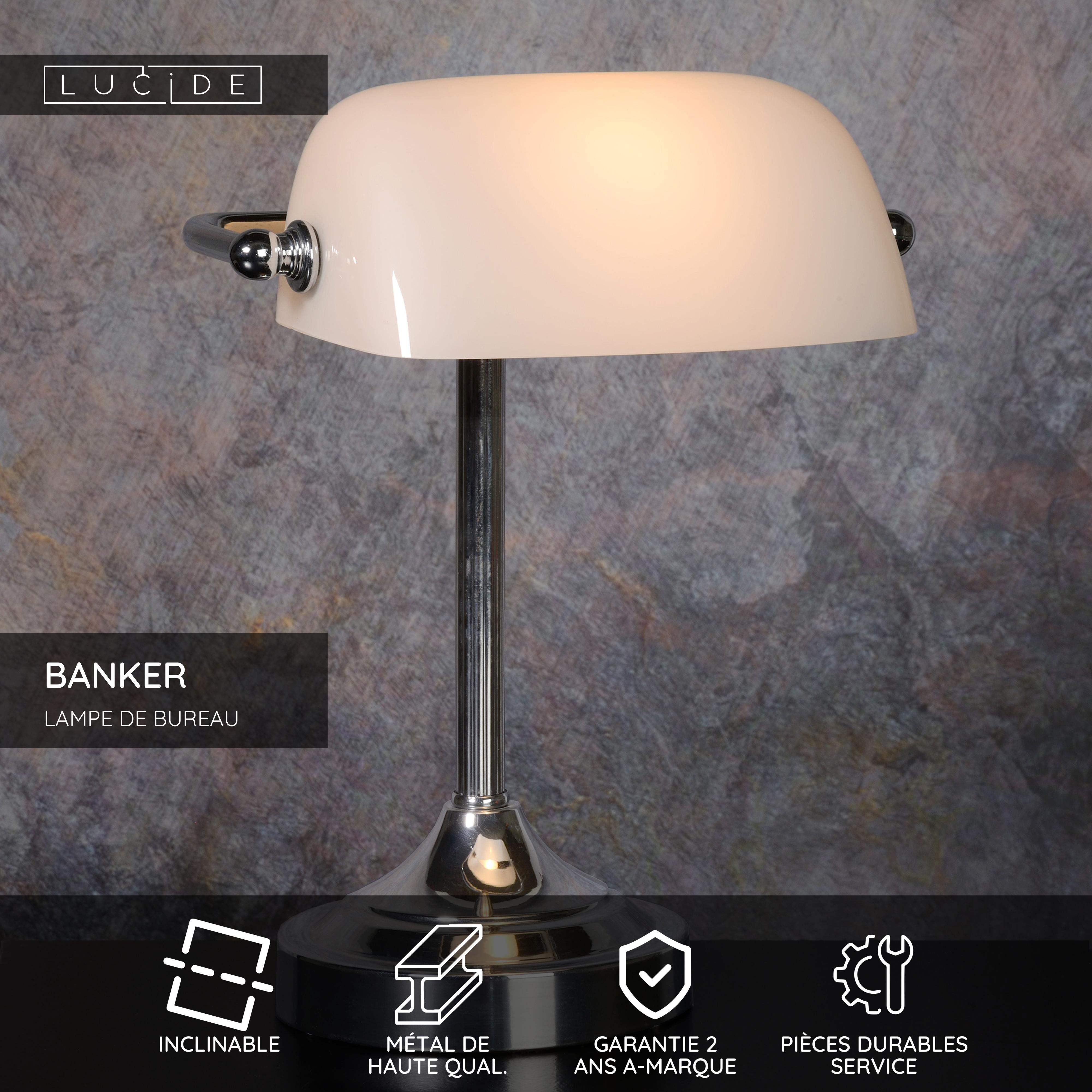 Lampe De Bureau Art Nouveau – Palazzo INT – Blanc Argenté – Réglable