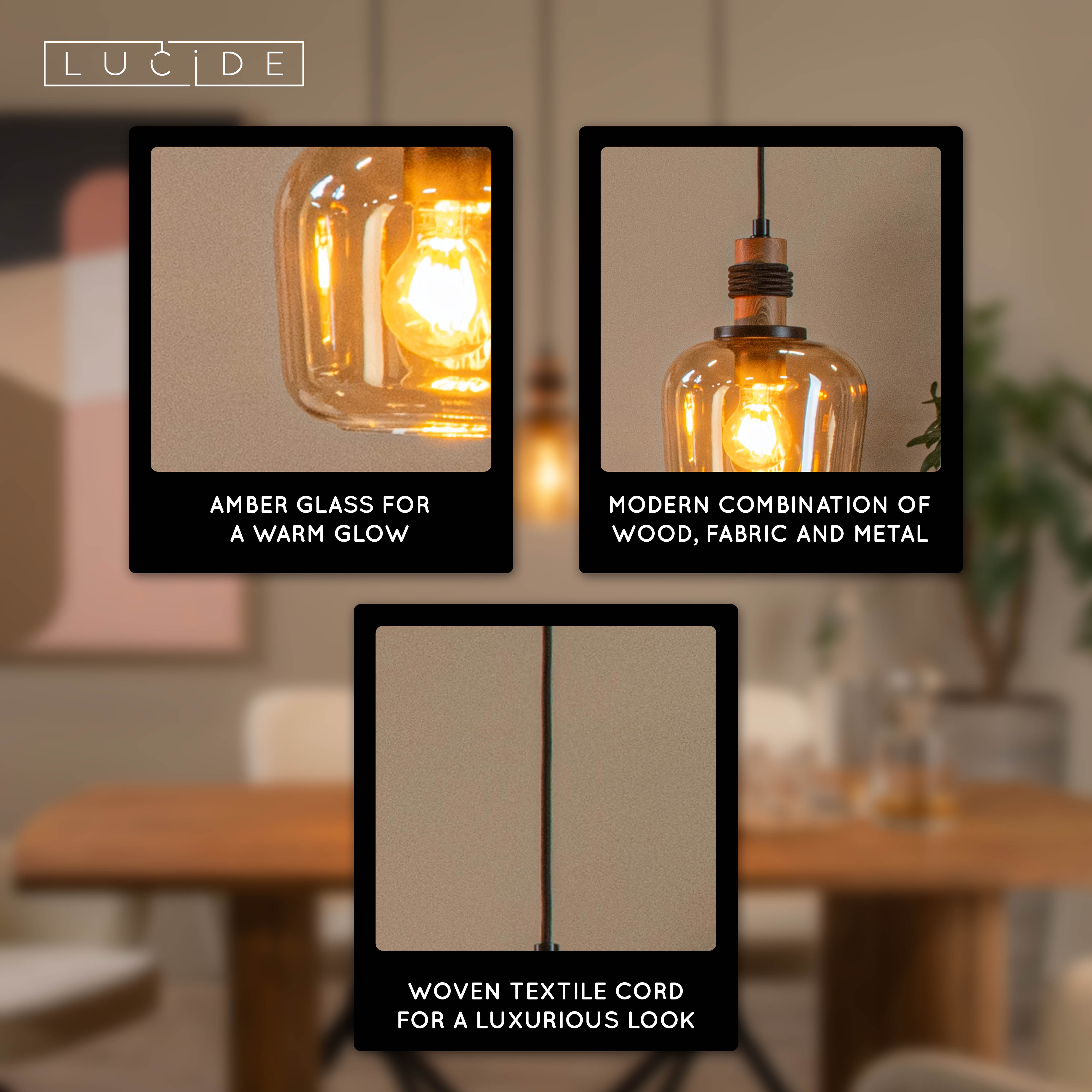 Lucide ILONA - Pendant light - 3xE27 - Amber