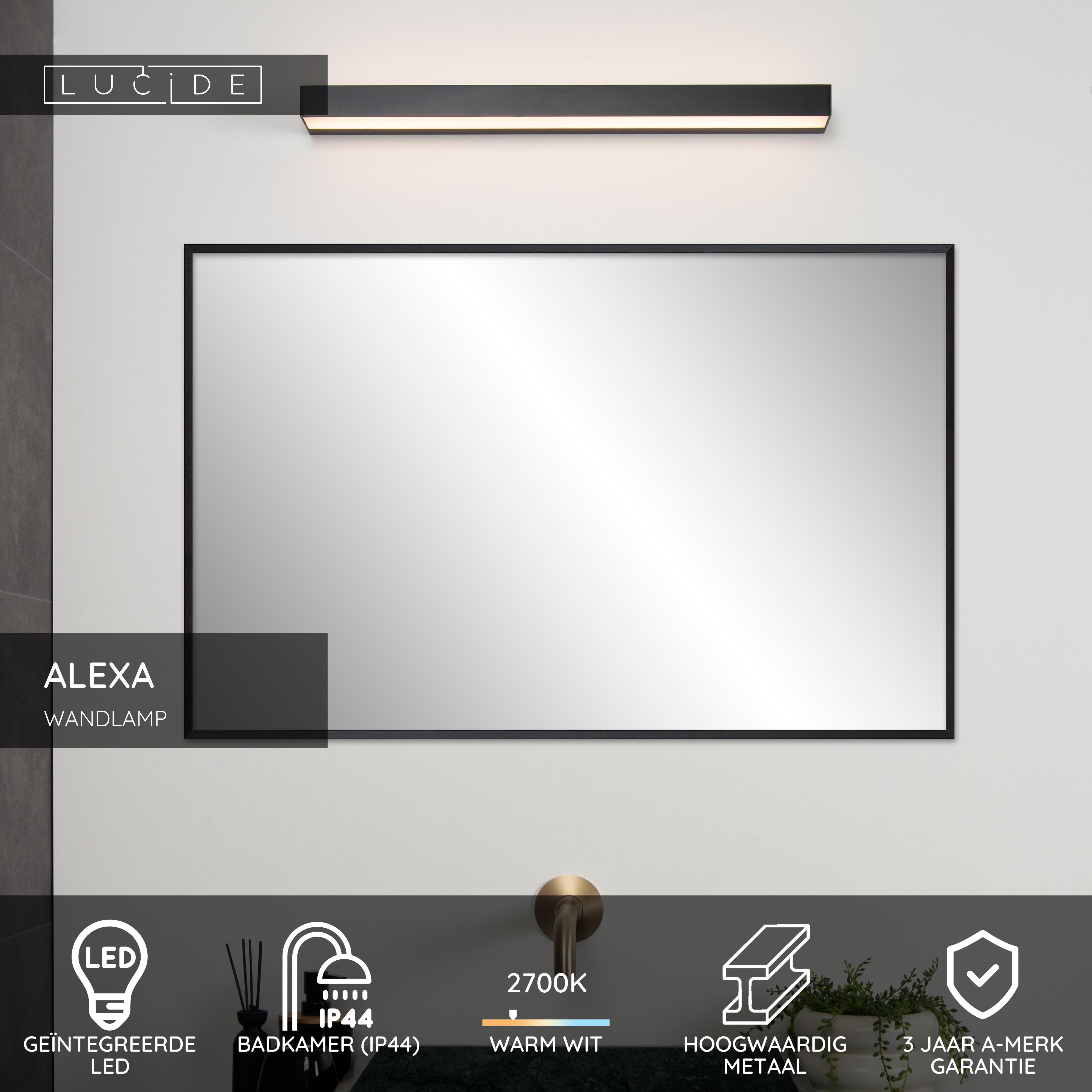 Lucide ALEXA - Wandlamp Badkamer - LED - 1x13W 3000K - IP44 - Zwart