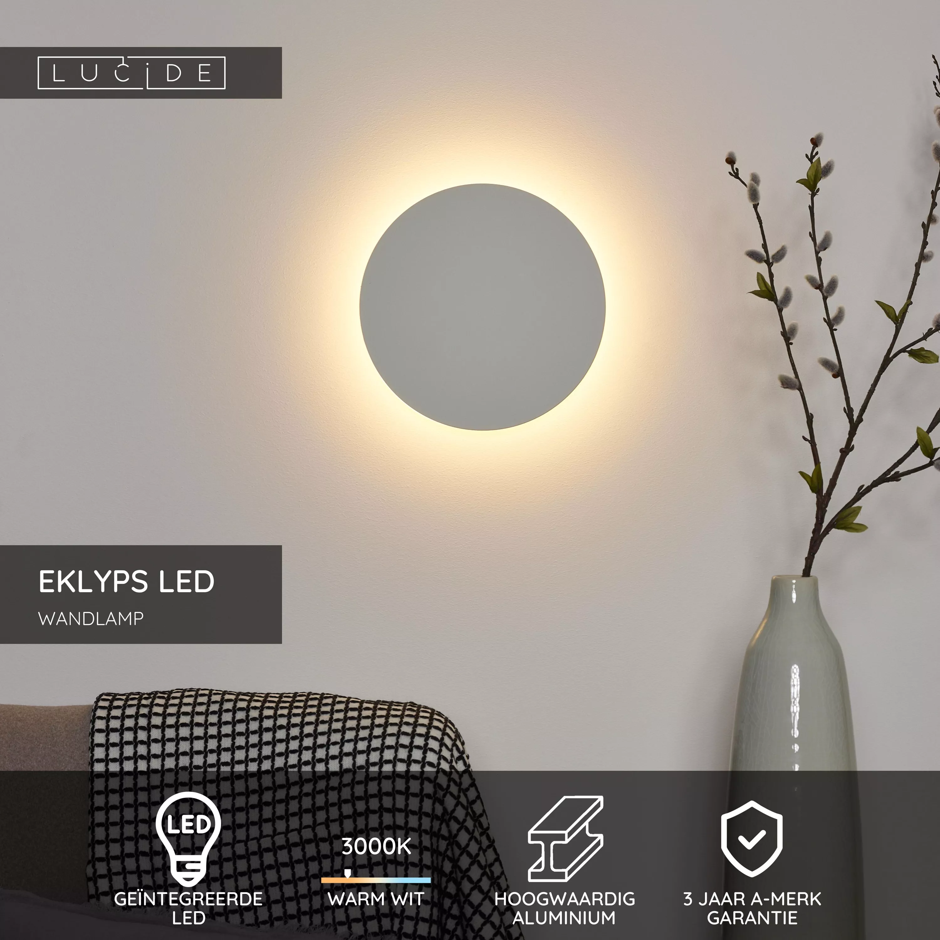 Wandlamp LED design rechthoek Quadra wit 6x1W 20cm Wandlamp LED design rechthoek Quadra wit 6x1W 20cm