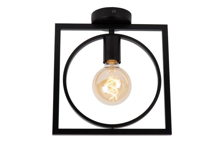Lucide SUUS - Flush ceiling light - 1xE27 - Black - turned on