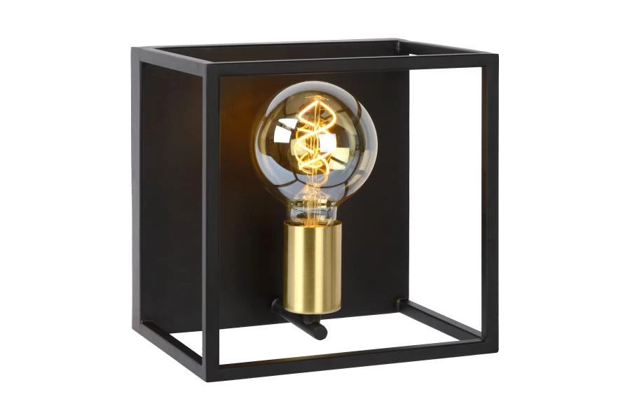 Lucide RUBEN - Lámpara de pared - 1xE27 - Negro - encendido