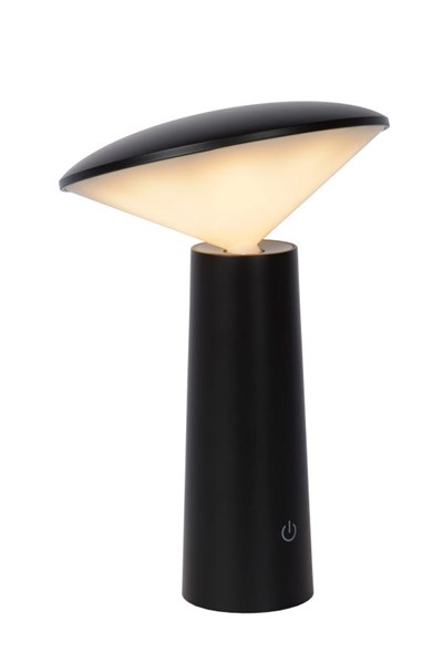 Lucide JIVE - Lampe de table Rechargeable Intérieur/Extérieur - Batterie/Piles - Ø 13,7 cm - LED Dim. - CCT - 1x3W 2800K/6500K - IP44 - Noir