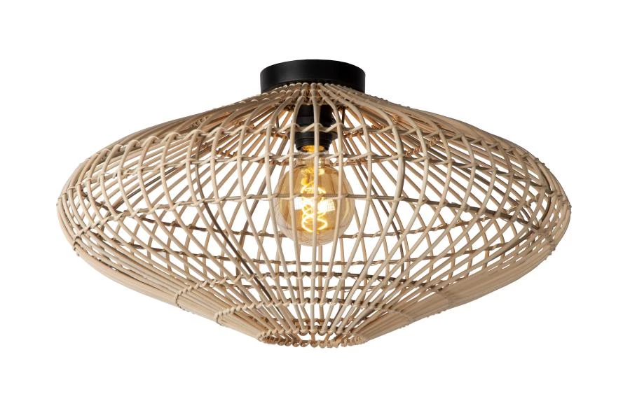 Lucide MAGALI - Flush ceiling light - Ø 56 cm - 1xE27 - Natural - turned on 2