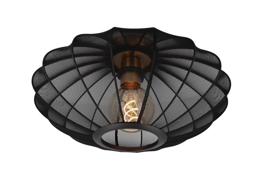 Lucide CORINA - Flush ceiling light - Ø 40 cm - 1xE27 - Black - turned on