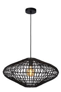 Lucide MAGALI - Pendant light - Ø 56 cm - 1xE27 - Black turned on