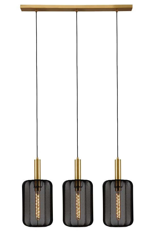Lucide CORINA - Lámpara colgante - 3xE27 - Negro - encendido