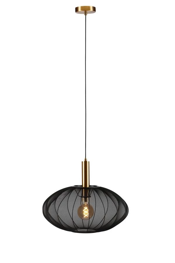 Lucide CORINA - Pendelleuchten - Ø 50 cm - 1xE27 - Schwarz - eingeschaltet