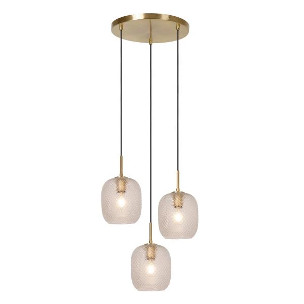 Lucide ALICENT - Pendant light - Ø 35 cm - 3xE27 - Matt Gold / Brass - turned on 2