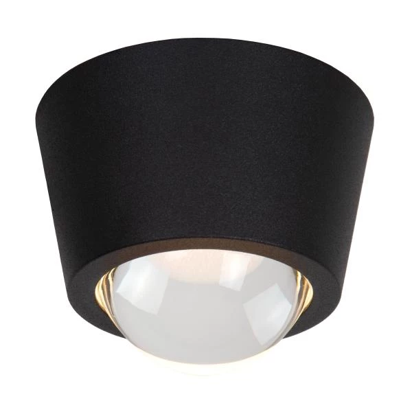 Lucide RIGON - Plafonnière - Ø 9 cm - LED - 1x6W 3000K - Zwart - aangezet