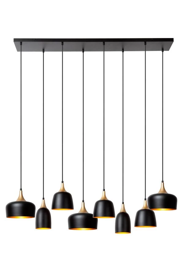 Lucide CHAYANNE - Pendelleuchten - 8xE14 - Schwarz - eingeschaltet
