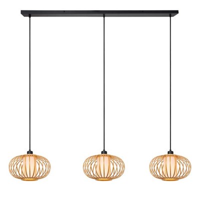 Lucide THULINE - Pendant light - 3xE27 - Light Wood Look | Essential