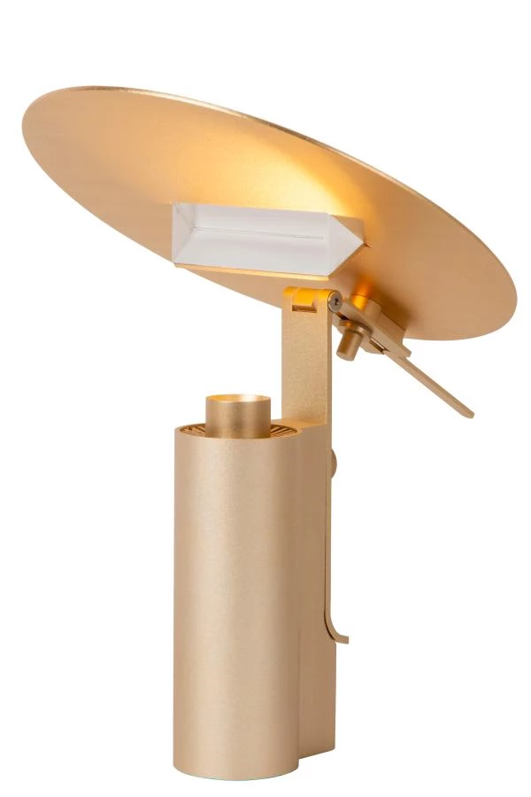 Lucide Premium FITS - Lampe de table - Ø 20 cm - LED - 1x7W 3000K - Or Mat / Laiton - allumé 2