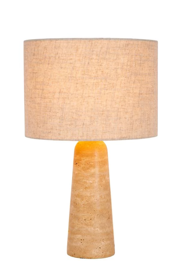 Lucide NIMUE - Tafellamp - Ø 30 cm - 1xE27 - Taupe - aangezet 1