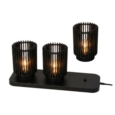 Lucide KIM - wiederaufladbare Tischlampe - Akku/Batterie - Ø 8 cm - LED 3 StepDim - Schwarz - Set von 3 - Essential