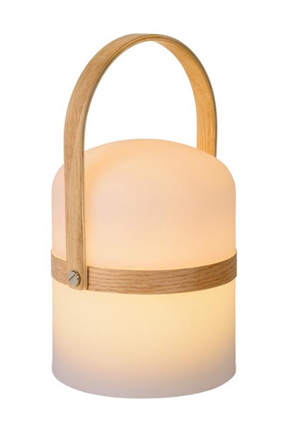 Lucide JOE - Lampe de table Rechargeable Intérieur/Extérieur - Batterie/Piles - Ø 14,5 cm - LED Dim to warm - 1x3W 2800K/3200K - IP44 - Blanc