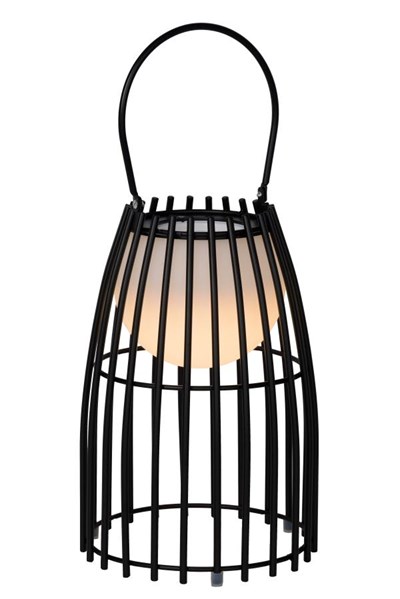 Lucide FJARA - Lampe de table Rechargeable Intérieur/Extérieur - Batterie/Piles - Ø 17,5 cm - LED Dim to warm - 1x0,3W 2800K/3200K - IP44 - Noir