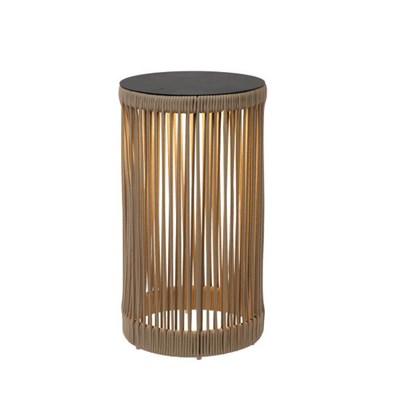 Lucide PINGI - Oplaadbare Vloerlamp Binnen/Buiten - Accu/Batterij - Ø 33,5 cm - LED 3 StepDim - 1x3W 3000K - IP44 - Taupe
