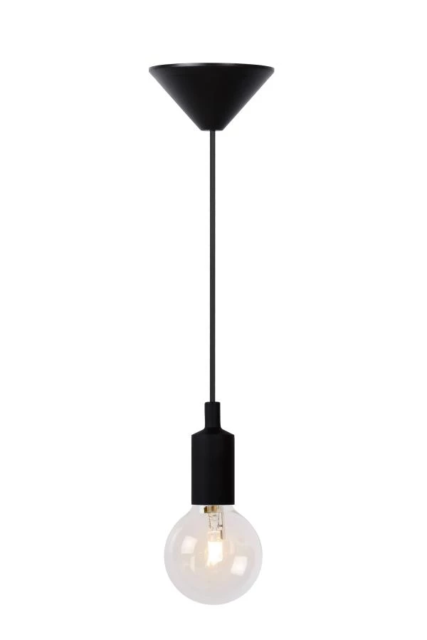 Lucide FIX - Pendant light - Ø 10 cm - 1xE27 - Black - turned on