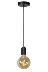 Lucide JOVA - Lámpara colgante - Ø 10 cm - 1xE27 - Negro encendido