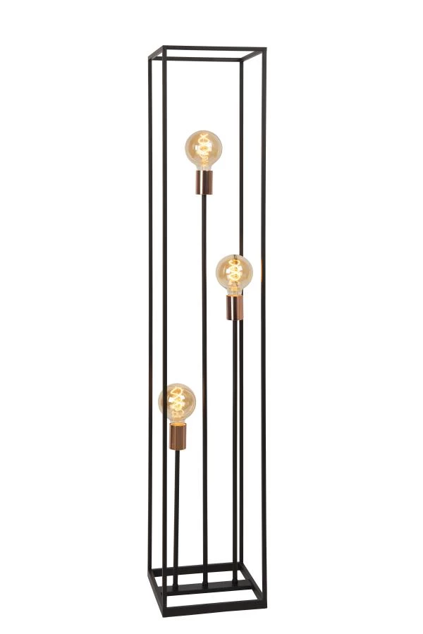 Lucide ARTHUR - Lampadaire - 3xE27 - Noir - allumé