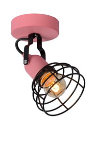 Lucide POLA - Foco de techo Infantil - Ø 10,5 cm - 1xE27 - Rosa encendido 6