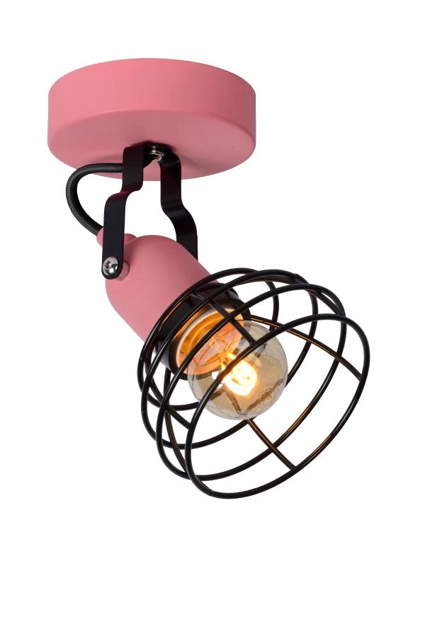 Lucide POLA - Foco de techo Infantil - Ø 10,5 cm - 1xE27 - Rosa - encendido 6