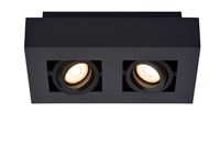 Lucide XIRAX - Plafondspot - LED Dim to warm - GU10 - 2x5W 2200K/3000K - Zwart aangezet